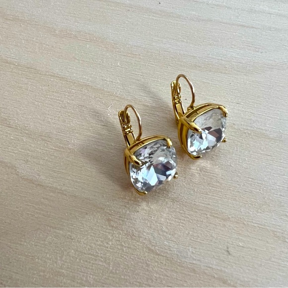 kate spade Jewelry - Kate spade rhinestone earrings gold tone